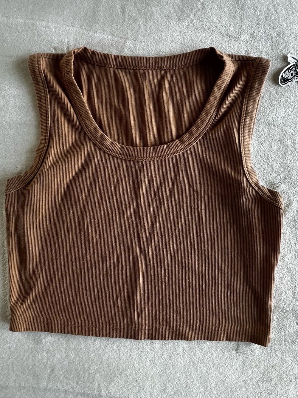 Tan/Khaki Ribbed, Cropped Tank